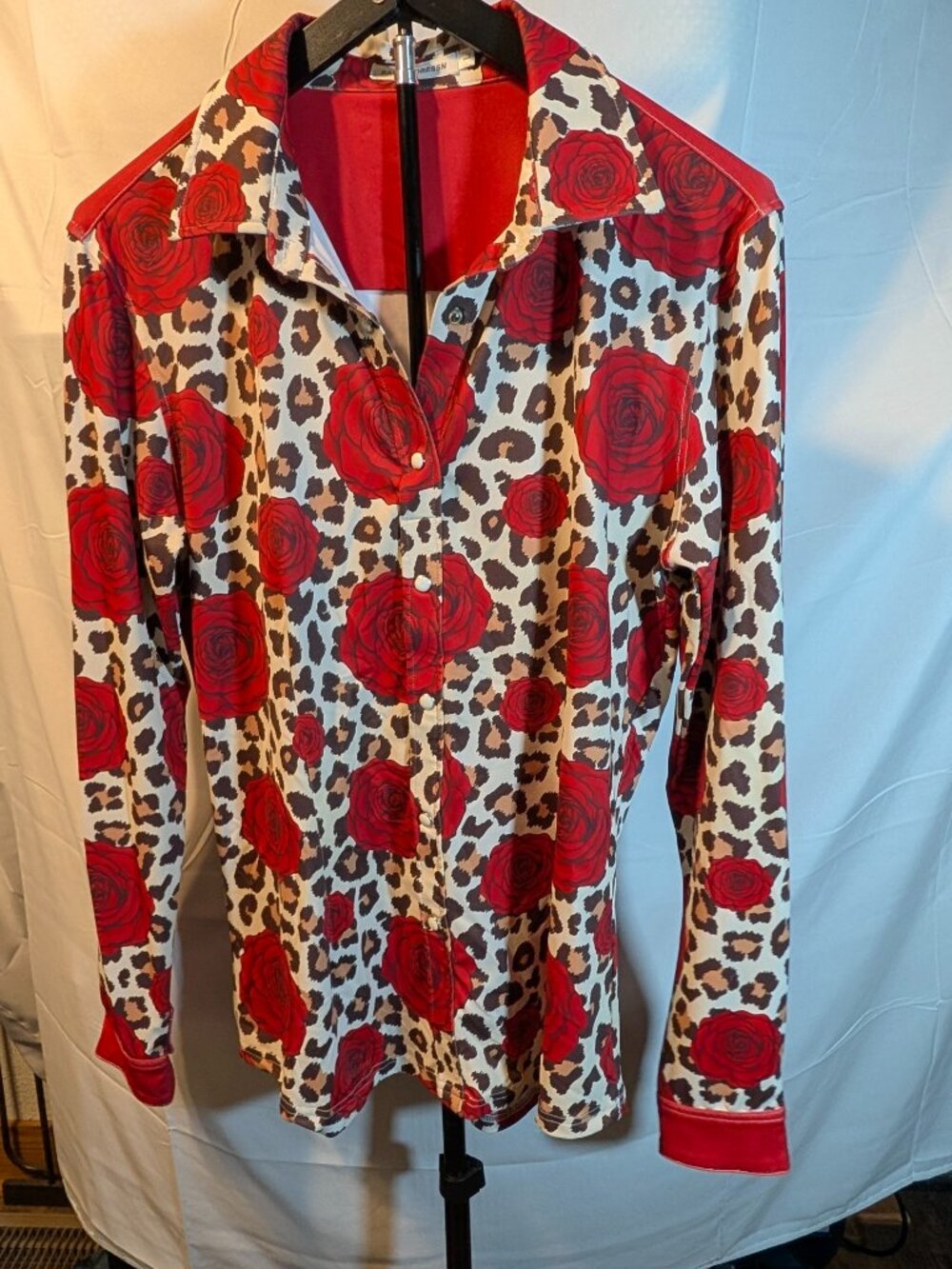 Ranch Dressn Shirt Women's Size L Long Sleeve, Pearl Snap Rose/Rodeo/Western